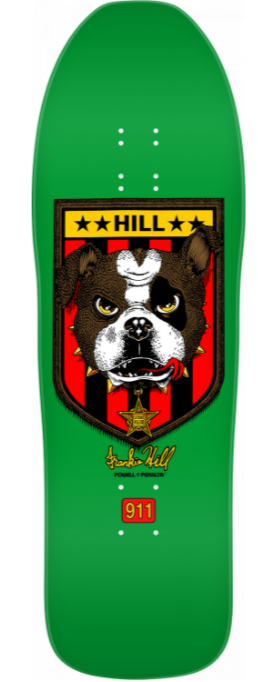 Powell Peralta Frankie Hill Bulldog Green 10 Old School Skateboard Deck