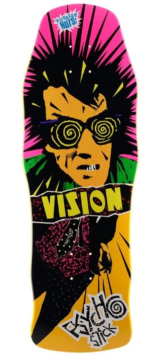 Vision Original Psycho Stick Yellow 10" Reissue Deck