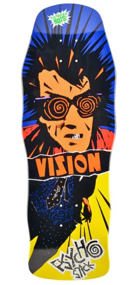 Vision Psycho Stick MC Blue/Yellow 10 Reissue Skateboard Deck