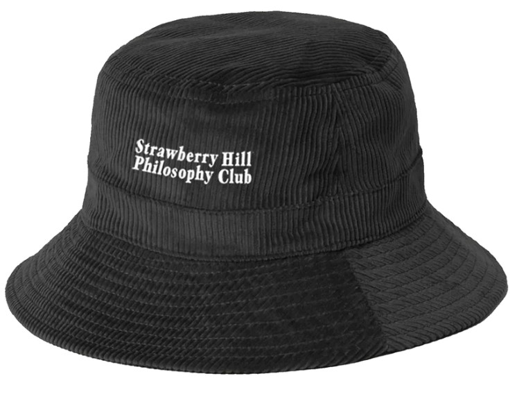 strawberry hill philosophy club logo black corduroy bucket hat