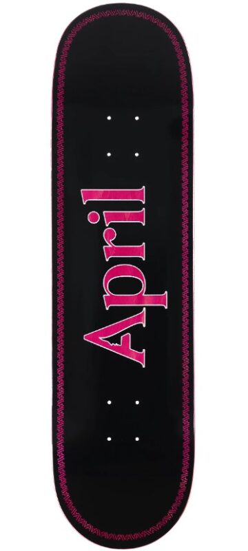 april og logo helix pink on black 8" deck